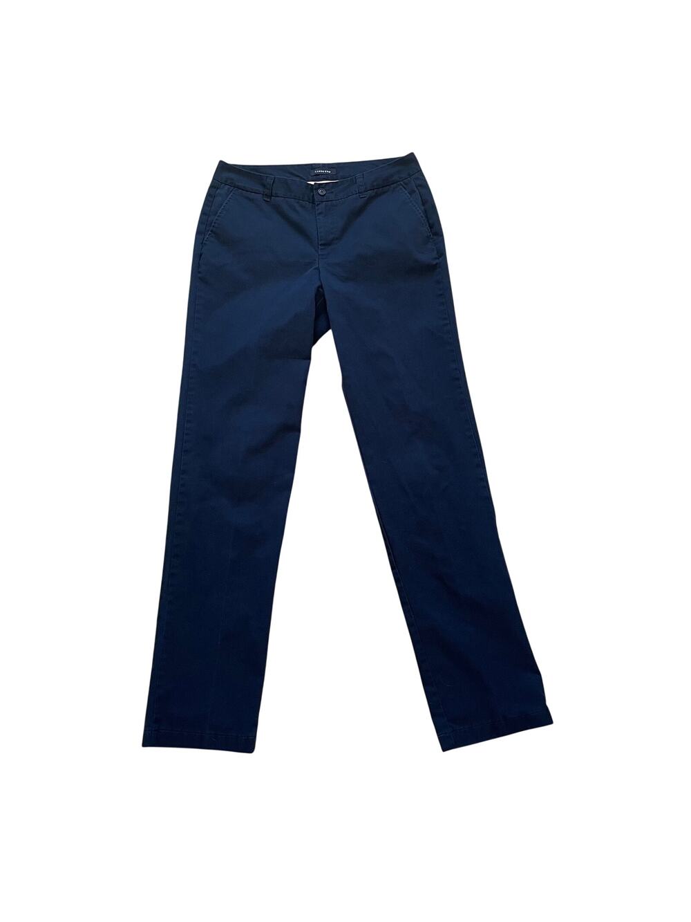 Lands' End Women's Classic Navy Mid-Rise Straight Leg Chino Pants, Size 6 Tall